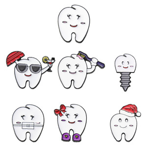 Pin de Solapa de Metal con Forma de Diente de Dibujos Animados, Recuerdo Dental, Protege los Dientes, Personalizado, Esmalte Suave - Product Image 6