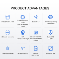 Pemindai Barcode POS Genggam Tangguh Z92 dengan Printer Thermal Bluetooth Sistem Android Daya Tahan Baterai Lama untuk Penggunaan Pengiriman Gudang