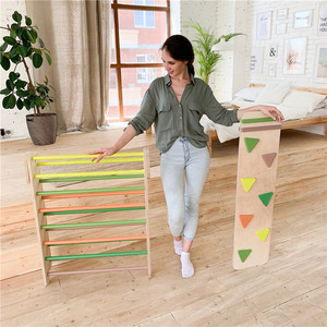Triangolo rampicante in legno con rampa rampa reversibile triangolo pieghevole palestra Montessori - Product Image 6