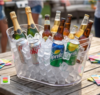 Bacs à glace en acrylique transparent, grands récipients de refroidissement pour champagne, bière, cocktails, vin, boissons, pour fêtes à domicile et bars