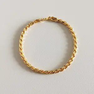 Minimalist 925 Sterling Silver 2.5/3MM Gold Twist Rope Bracelets Quality Hiphop Bracelets für Women