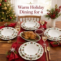 Ensemble de vaisselle de Noël en céramique de 20 pièces, collection de fêtes, vaisselle en porcelaine européenne festive, boîte cadeau OEM ODM