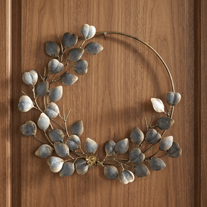 Corona de Hojas Metálicas Moderna, Flores Decorativas Redondas Hechas a Mano, Paquete Individual Sin Iluminación, Alta Calidad - Product Image 2