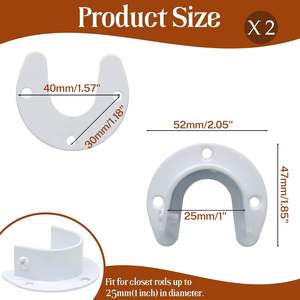 Armario de ropa de acero inoxidable en forma de U y soportes de extremo de barra de cortina de ducha con bridas de enchufes de poste Categoría de producto - Product Image 3