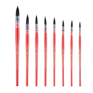 Giorgione 8支圆形红色刷子流行艺术家油漆刷，带尼龙头发和木柄，用于水彩绘画 - Product Image 1