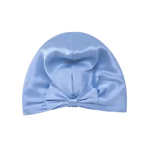 맞춤형 조정 가능한 패션 더블 레이어 새틴 실크 여성용 샤워 캡 및 맞춤형 로고가있는 수면 모자
