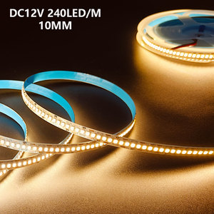 Tira de Luz LED SMD2835 de Alta Luminosidad, 240 LED/<span class=keywords><strong>m</strong></span>, Flexible, DC12V/24V, 10mm, IP20, Cuerpo de Cobre, 3000K/4000K/6000K, CRI 80, Blanco Cálido, 2 Años de Garantía - Product Image 1