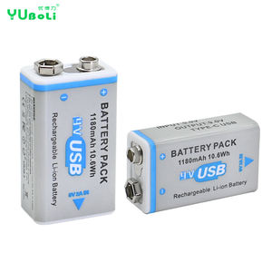 Batería Recargable de Iones de Litio de <span class=keywords><strong>9V</strong></span> y 1180mAh de Larga Duración con USB-C para Detectores de Humo, Equipos de Música, Juguetes de Control Remoto - Product Image 1