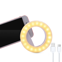 Huizon HZC-L05 Anneau lumineux à clip pour selfie, batterie 200 mAh, température de couleur 3500-6500K, lumière d'appoint LED rechargeable pour téléphone, idéal pour le maquillage et les vlogs
