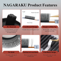 Extensions de cils NAGARAKU 2D en forme de U, volume intense, bouquets pré-faits, cils super doux, pleins et denses