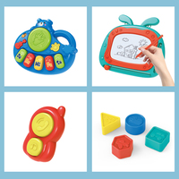 Marche-bébé à 4 roues avec jouet musical et tablette à dessin, voiture d'apprentissage multifonctionnelle, poussette à main, jouet pour bébé