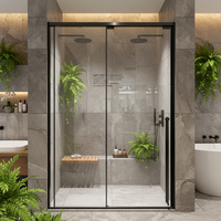 Cabine de douche coulissante moderne carrée avec cadre en acier inoxydable brossé pour usage hôtelier, verre trempé, design écologique, douce