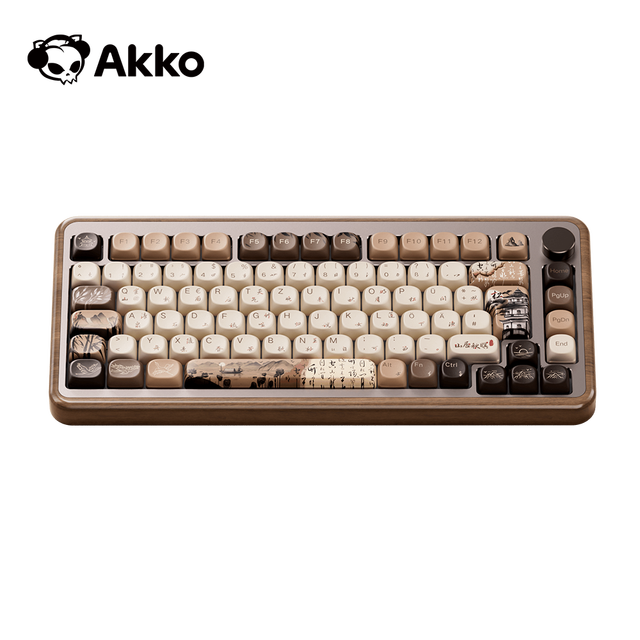 AKKO MU02 75% Walnut CNC Processing Hot Swappable Keyboard MOA PBT Keycaps Mechanical Keyboard