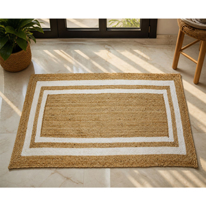 Modern Natural Jute Rectangle <b>Doormat</b> Washable Non Slip Woven Floor Rug Entryway Mat For Home Apartment Office Hallway Kitchen - Product Image 4