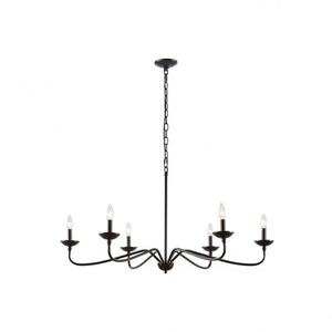 Lustre Vintage à 6 Lumières Style Bougie Classique Grande Branche <span class=keywords><strong>Candélabre</strong></span> en Fer Forgé Suspension pour Salle à Manger Salon - Product Image 2