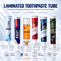 Tubes d'emballage de dentifrice en aluminium et plastique imprimés sur mesure, finition brillante UV, bouchon à vis 12,7-35 mm