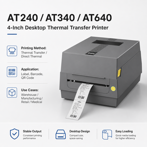 Impresora de etiquetas de transferencia térmica de alta resolución de 600 dpi Impresora de etiquetas de código de barras de cinta de rollo industrial de 4 pulgadas - Product Image 2