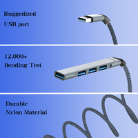 Hub USB 3,0 de 4 puertos Ultra-Slim trenzado Hub USB 3,0 para MacBook Mac Pro Mini iMac Surface Pro XPS PC Flash Drive HDD móvil