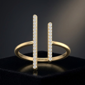 Anillo de Diamantes en Oro Amarillo para Mujer, Corte Brillante, Minimalista, para Uso Diario, Regalo de Boda o Compromiso, 10K, 14K, 18K, Rodio, de Vaayu Jewels - Product Image 1