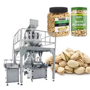Mesin pengisi kacang kacang rendah rendah rendah biji almond pistachio botol toples plastik sepenuhnya otomatis