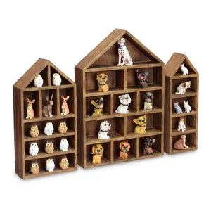Casa Em Forma De Madeira Sombra Cubby Box Prateleira De Exposição Organizador De Brinquedo Caixa De Sombra De Armazenamento para Mini Brinquedos Figuras