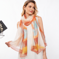 Écharpe longue à imprimé géométrique coloré pour femme, 160 cm, châle léger en georgette, polyvalent, pour voyage, décoration, hijab