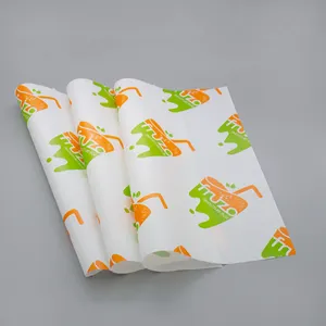 Logotipo de impresión personalizado antiadherente de grado alimenticio resistente al calor papel a prueba de grasa papel de envolver cera sándwich