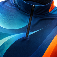 T-shirt d'entraînement personnalisé à col montant semi-zippé pour homme, séchage rapide, 100 % polyester, imprimé par sublimation, idéal pour la gym et l'entraînement, impression intégrale