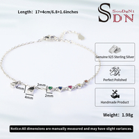 Bracelet tendance pour femme en argent sterling 925 plaqué rhodium, forme cœur, avec breloque en zircon cubique multicolore, idéal pour les mariages, les fêtes et les occasions spéciales