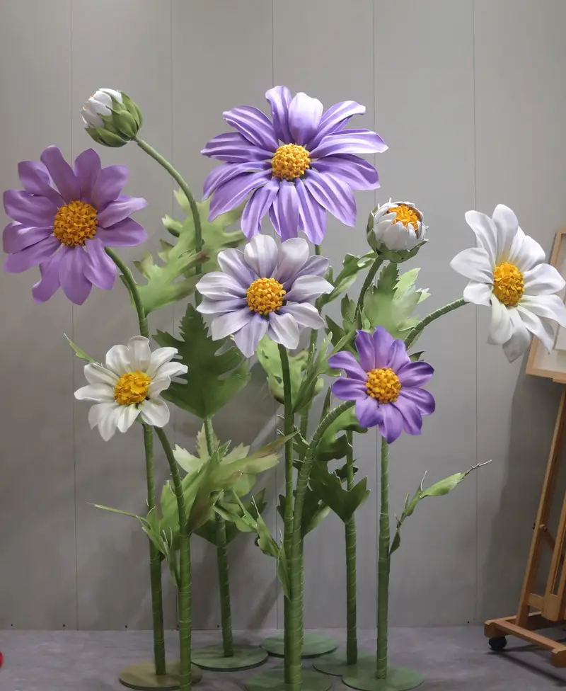 A-GF006 Hochzeit künstliche große Größe Mohn riesige Seidenblume Schaumblume riesige Organza-Blume für Laden Veranstaltungsdekoration