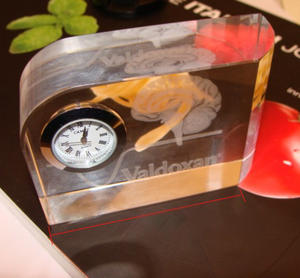 Optique en verre de forme rectangulaire horloge de table en cristal MH-C0182 - Product Image 2