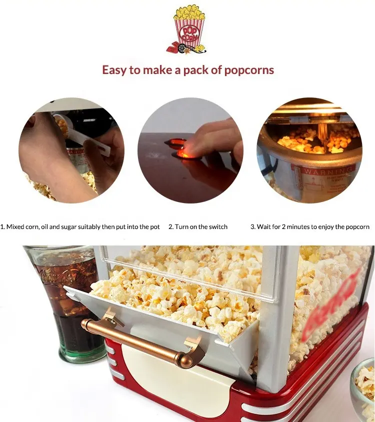 Partito Corn Pop Corn Distributore Automatico di Popcorn Che Fa La Macchina