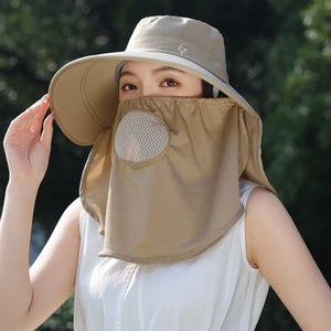 Sombrero de protección solar de verano para mujer con cubierta facial, sombrero de pescador transpirable, máscara facial completa, protector de cuello, para recolección de té al aire libre - Product Image 3