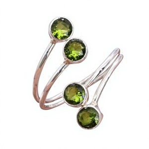 Minimalist 925 Silver Peridot Gemstone <b>Ring</b> Bezel Setting Geometric Design Unisex Everyday Wear - Product Image 1
