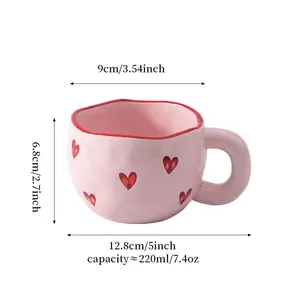 발렌타인 데이 선물 2024 도자기 로맨틱 커플 하트 커피 컵 현대 사용자 정의 디자인 인쇄 귀여운 세라믹 머그잔 사용자 정의