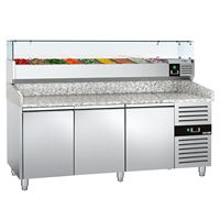 Table de préparation réfrigérée Gastro Pizza GGM ECO-2000x800mm-Trois portes-2-8C-A+++ Contrôle de température numérique à économie d'énergie Automatique