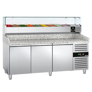 GGM Gastro Pizza Refrigerated Prep <b>Table</b> ECO-2000x800mm-Triple Doors-2-8C-A+++ Energy Efficient-Digital Temp Control-incl. - Product Image 1