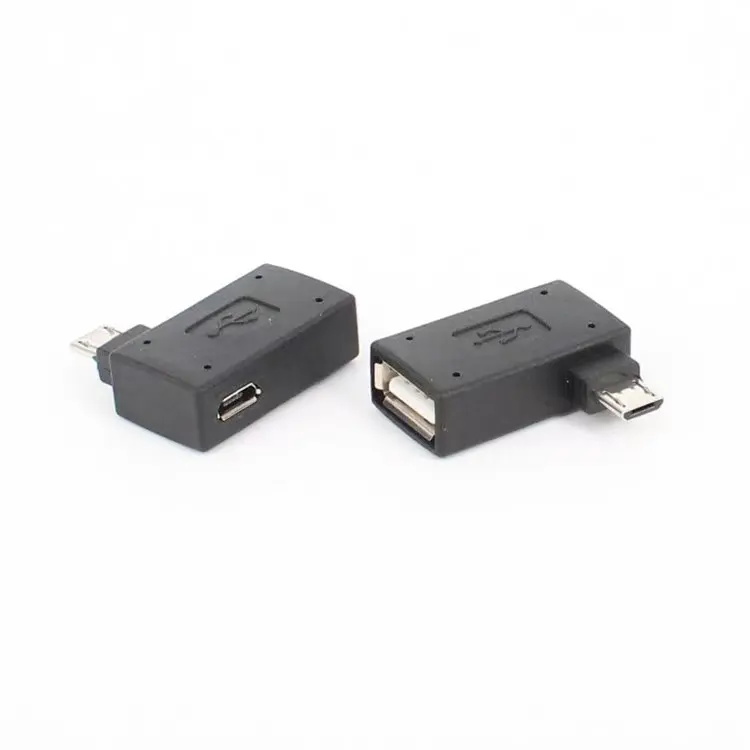 2 in 1 Powered Micro USB to USB OTG Adapter 90 Degree Right Angled for FireStick
