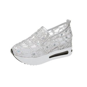 2024 zapatos blancos de gasa de malla de encaje de verano para mujer zapatos de realce interior informales - Product Image 6