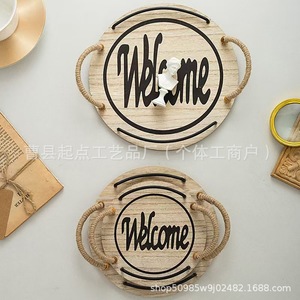 Starting Point Wooden <b>Round</b> <b>Serving</b> <b>Tray</b> With Handle For Tea Fruit Snack Dessert 1221 - Product Image 4