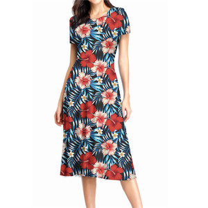 <span class=keywords><strong>Vestido</strong></span> de Playa Elegante con Estampado Tropical de Hibisco <span class=keywords><strong>Hawaiano</strong></span>, <span class=keywords><strong>Vestido</strong></span> Sexy <span class=keywords><strong>para</strong></span> <span class=keywords><strong>Mujer</strong></span> con Mangas Cortas, Impresión Bajo Demanda - Product Image 4