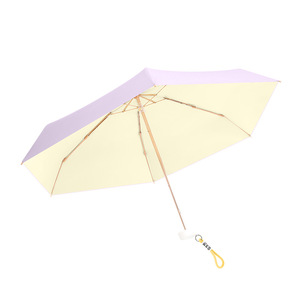 Sombrilla de Sol y Lluvia Plegable de 5 Pliegues y <span class=keywords><strong>6</strong></span> Varillas con Marco de Acero Dorado y Recubrimiento de Color Caramelo, Personalizada de Fábrica, para Mujer, Ideal para Viajes, Uso Diario y Regalo - Product Image 6