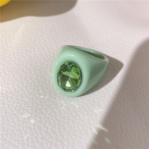 <span class=keywords><strong>2022</strong></span> nouvelles bagues en résine multicolores pour femmes, strass ovales géométriques, acrylique, grosse bague, bijoux mignons - Product Image 5