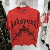 Merek Streetwear Lintas Negara Goodspeed Kaos Katun Murni Gaya Amerika Vintage Distressed Washed-print Benang Ganda