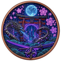 Médaille futuriste 2026 Glow Runner avec hologramme double face et boîtier plaqué fer Skyline