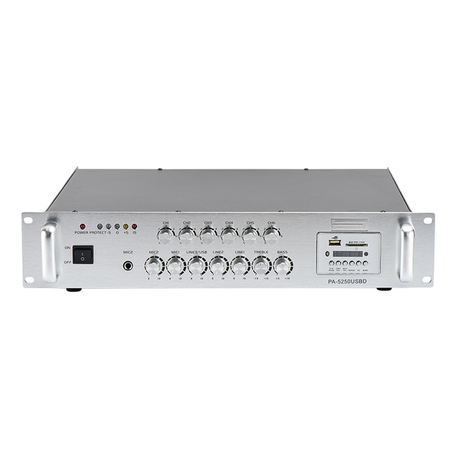 Silver 2U 80w Power Audio Amplifier 6-Zone Voltage Amplifier with Independent Volume Adjustment