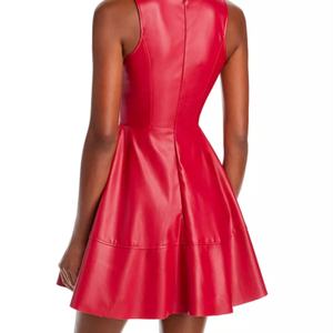 Vestido Casual de Moda Otoñal para Mujer, Estilo 2025, Mini Vestido en Línea A de Cuero PU Sólido, Decoración con Cremallera Tejida de Alta Calidad - Product Image 3