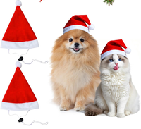 Chapeau de Père Noël pour animaux de compagnie en velours rouge polyester écologique avec bordure douce pour l'hiver