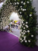 AB65-1 Desain Baru Rangkaian Bunga Horn Floral Latar Belakang Fotografi Dekorasi Acara Pesta Pernikahan Gapura Bunga Dengan Daun Hijau
