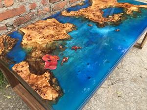 Venta al por mayor de fábrica en Vietnam: Tablero de mesa de madera de resina epoxi de alta calidad con madera natural, fotos reales. - Product Image 3